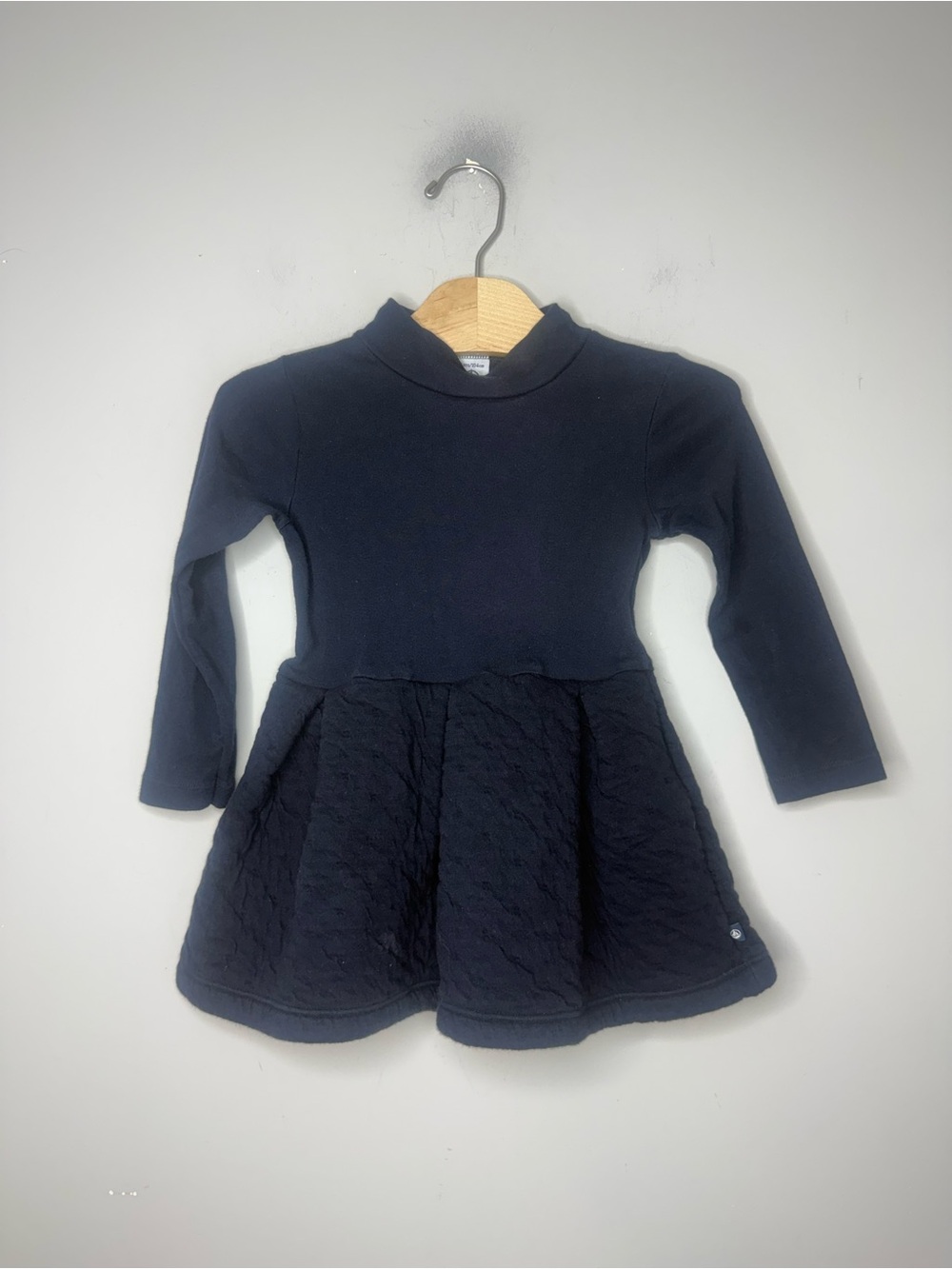 $14 ADD ON petit bateau mock neck navy blue dress 4Y rylee + cru janie and jack